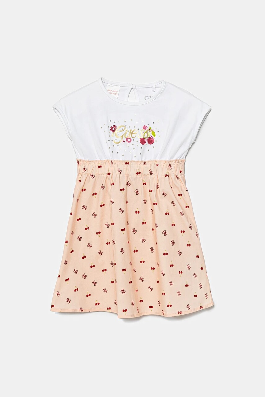 Dievčenské šaty Guess oranžová farba, mini, áčkový strih, K5GK01 K6YW4