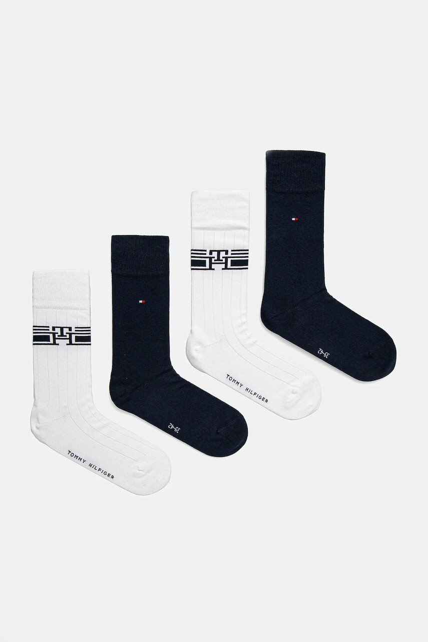 Ponožky Tommy Hilfiger 4-pak pánske, biela farba, 701235882