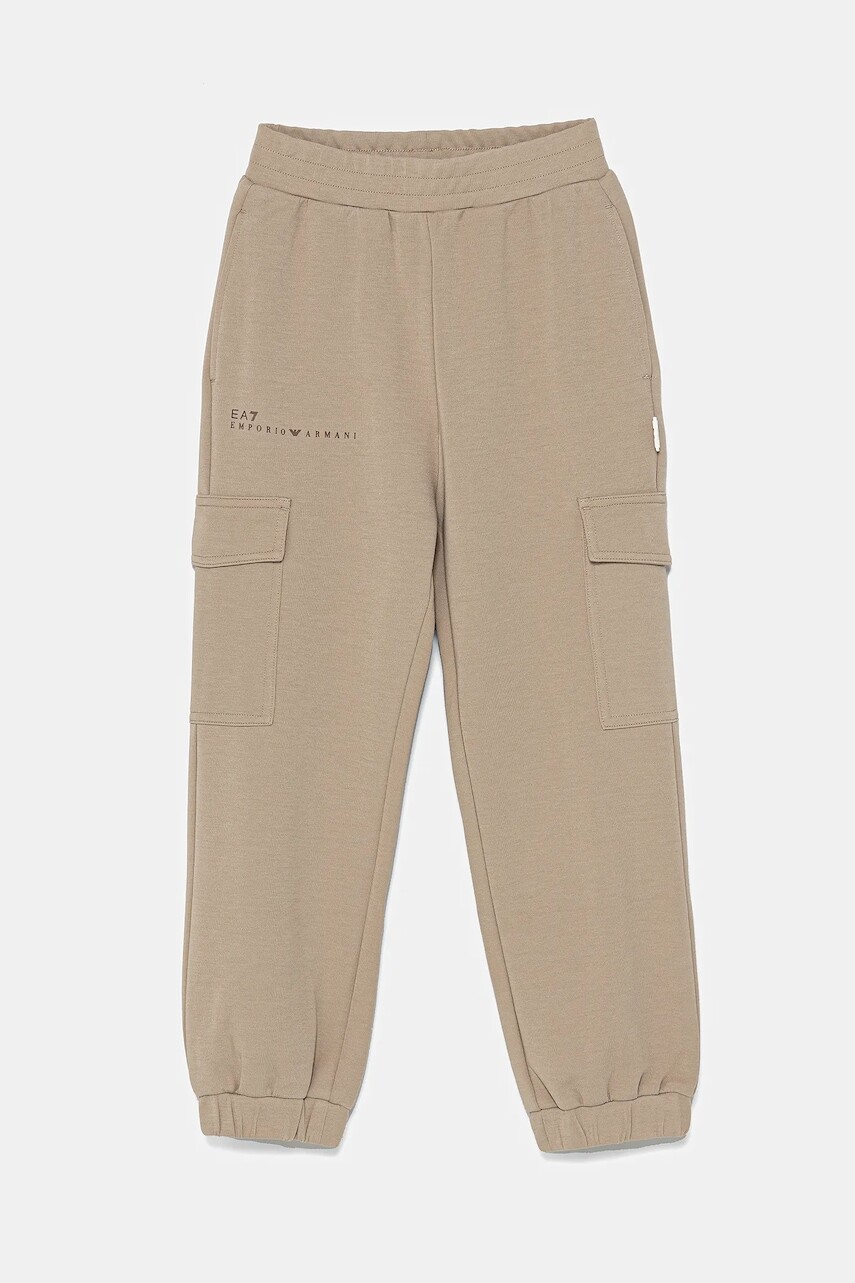Detské tepláky EA7 Emporio Armani béžová farba, s potlačou, 7G000040 AF12501