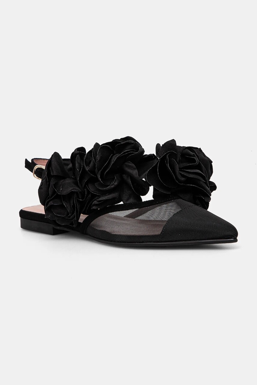Baleríny Pretty Ballerinas Yvette čierna farba, s otvorenou pätou, 52145_B
