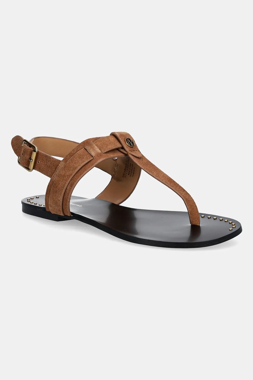 Semišové sandále Pepe Jeans SAM ONE dámske, hnedá farba, PLS90705