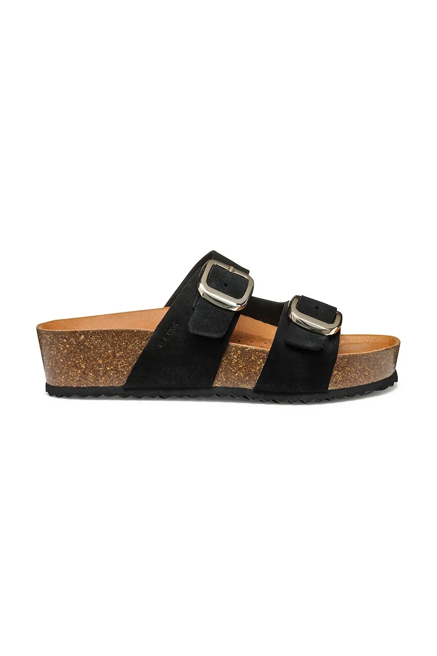 Semišové šľapky Geox D BRIONIA H dámske, čierna farba, D551DA 00022 C9999