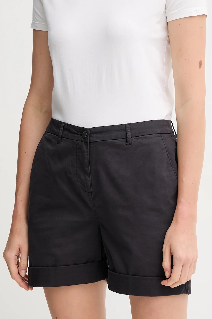 Šortky Barbour dámske, čierna farba, jednofarebné, vysoký pás, LST0022NY73