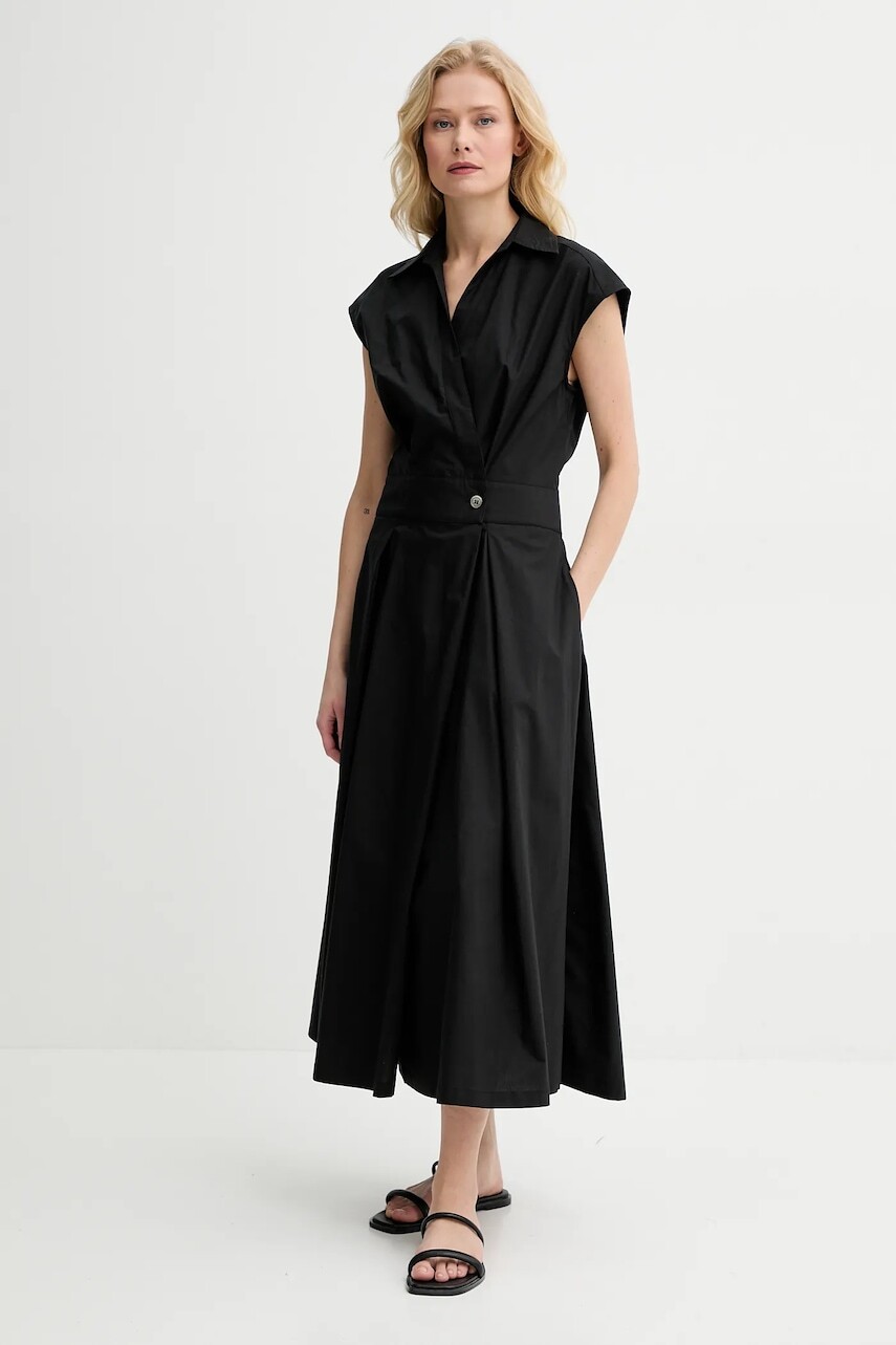 Bavlnené šaty A.P.C. robe athena čierna farba, midi, áčkový strih, COEVD.F35149