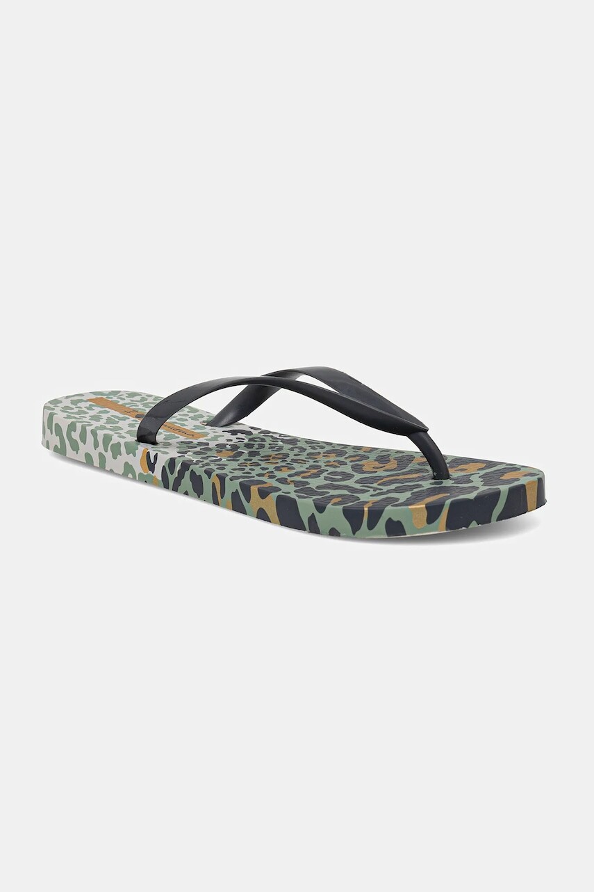 Šľapky Ipanema ANIMAL PRINT dámske, zelená farba, na plochom podpätku, 83617-AY355