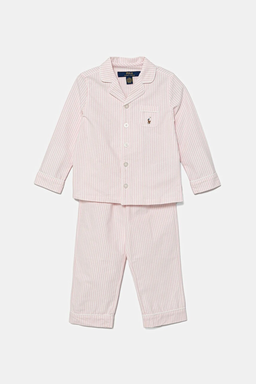 Detské bavlnené pyžamo Polo Ralph Lauren 2-pak ružová farba, vzorovaná, 3P0198