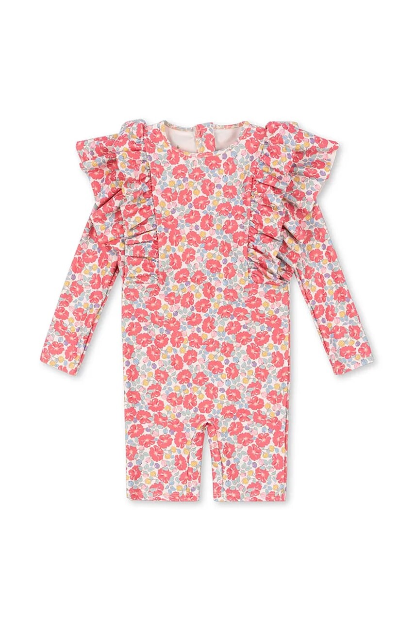 Jednodielne detské plavky Konges Sløjd MANUCA FRILL ONESIE GRS ružová farba, KS103262