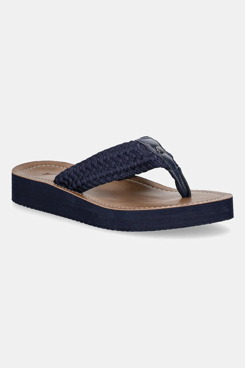 Šľapky Barbour Kelburn tmavomodrá farba, na plochom podpätku, LBS0019NY12