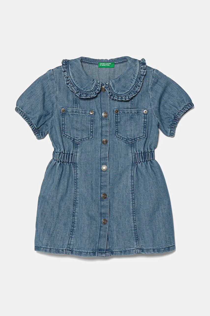 Dievčenské rifľové šaty United Colors of Benetton mini, áčkový strih, 41DWGV029
