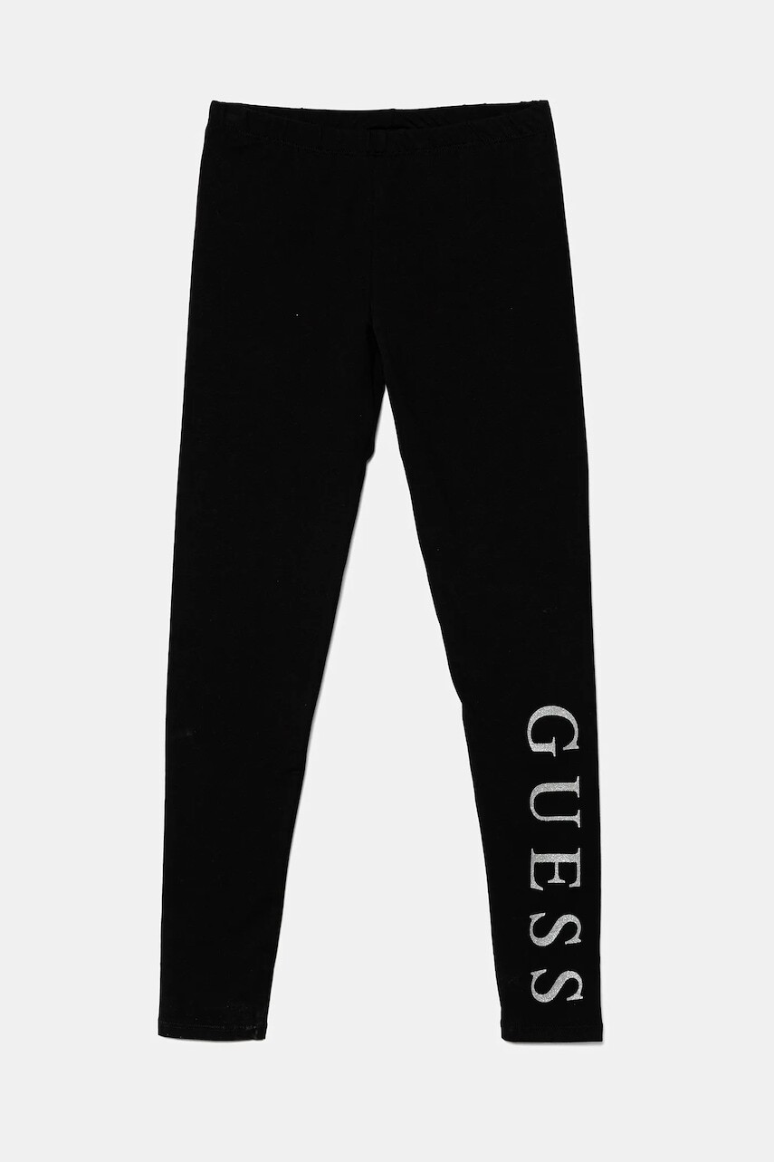 Detské legíny Guess čierna farba, s potlačou, J93B11 J1314