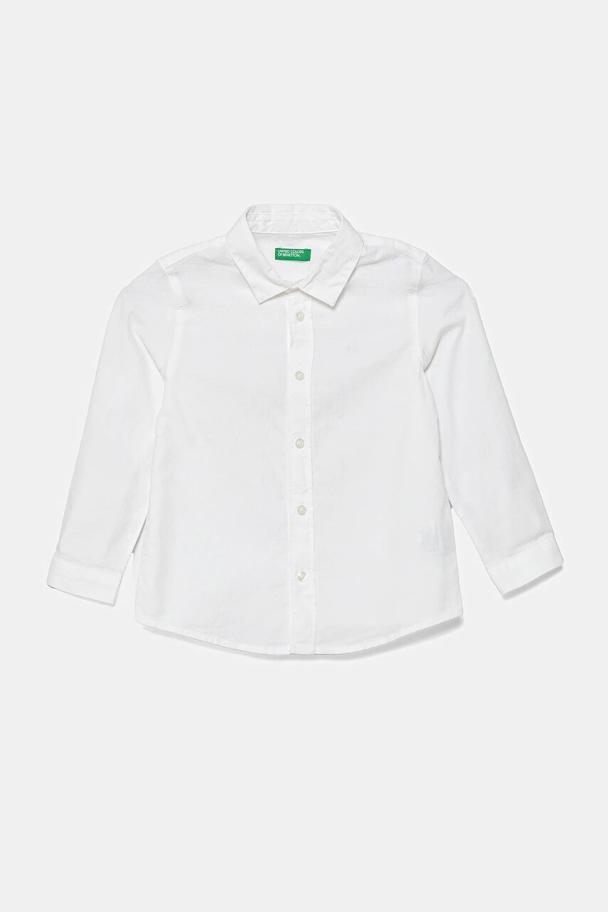 Detská bavlnená košeľa United Colors of Benetton biela farba, 5DGXGQ00I