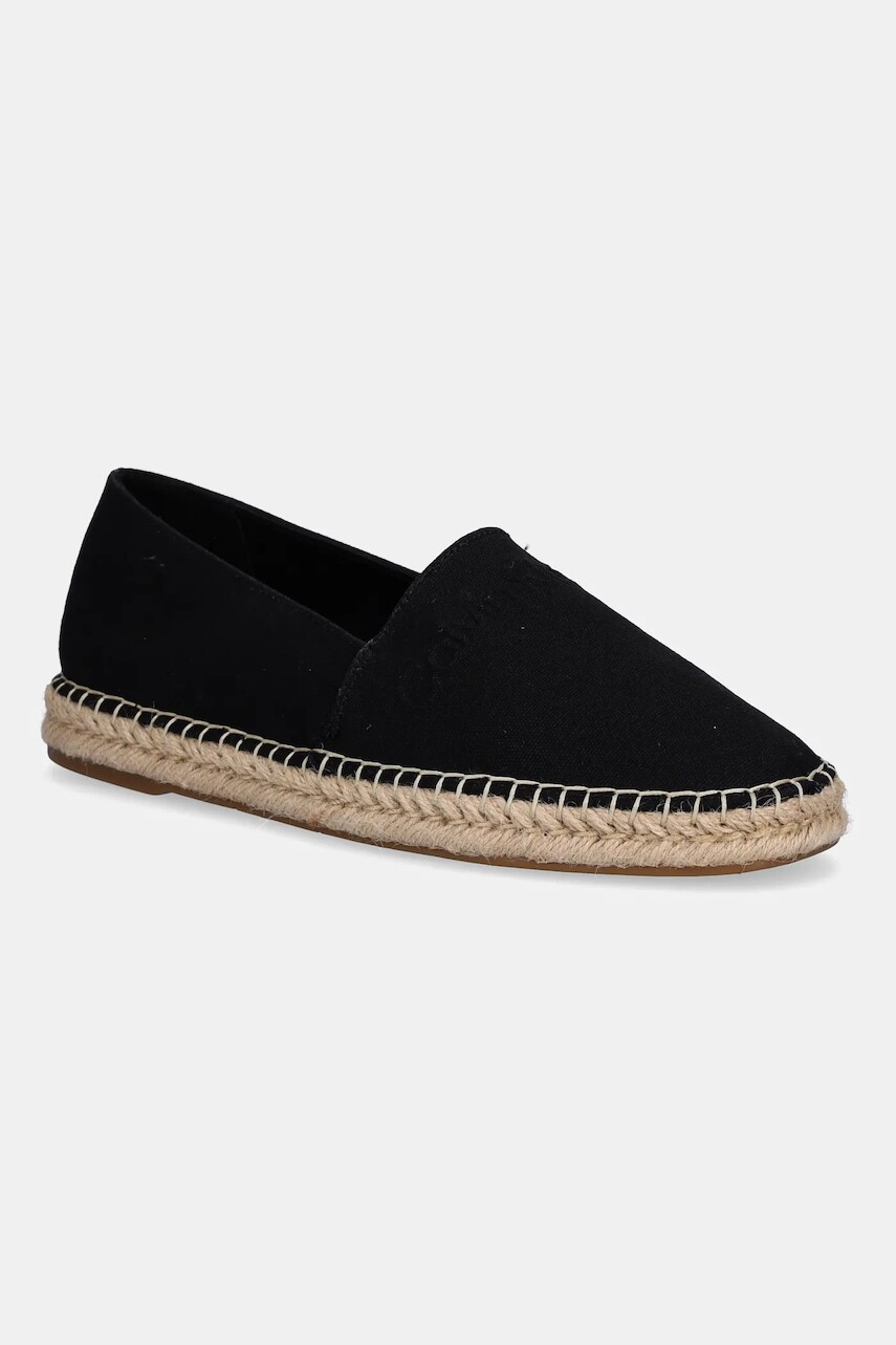 Espadrilky Calvin Klein ESPADRILLE CV LOGO čierna farba, HM0HM01808