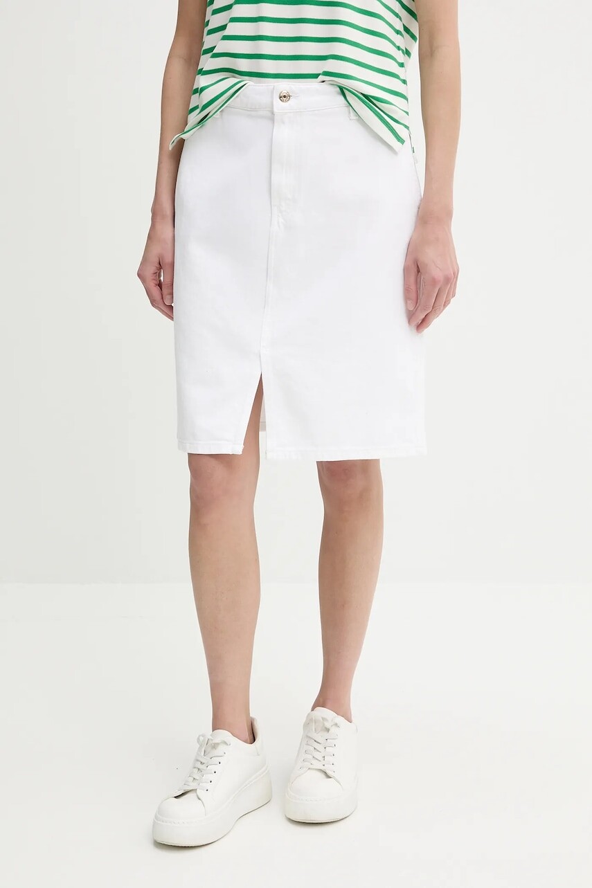 Bavlnená sukňa Tommy Hilfiger biela farba, mini, puzdrová, WW0WW44391