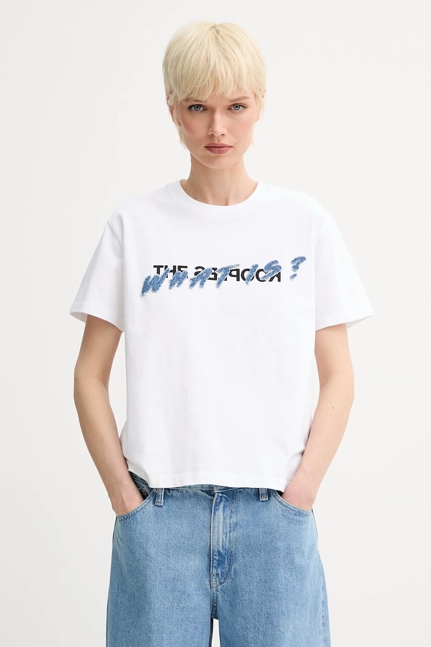 Bavlnené tričko The Kooples dámske, biela farba, FTSC30049K