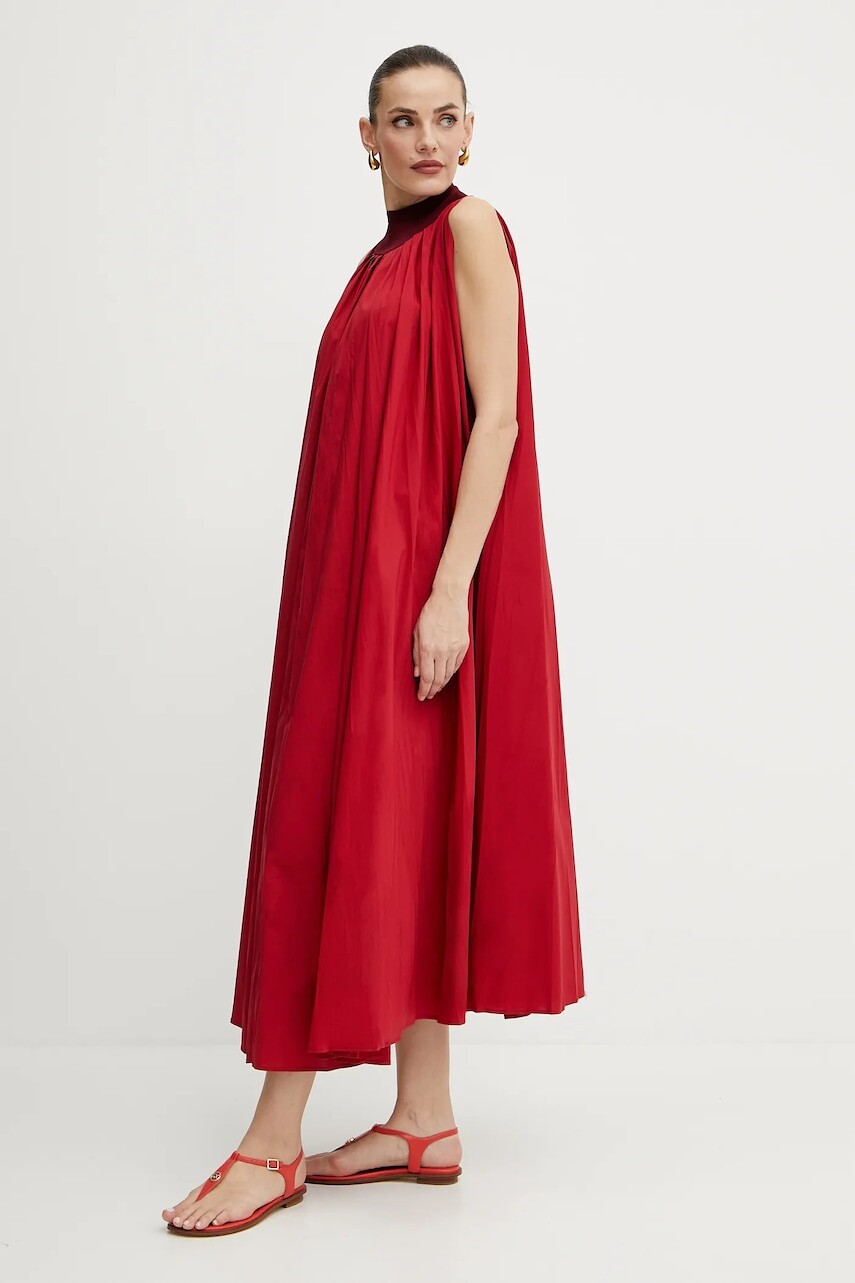 Šaty Liviana Conti červená farba, midi, oversize, L5SK27