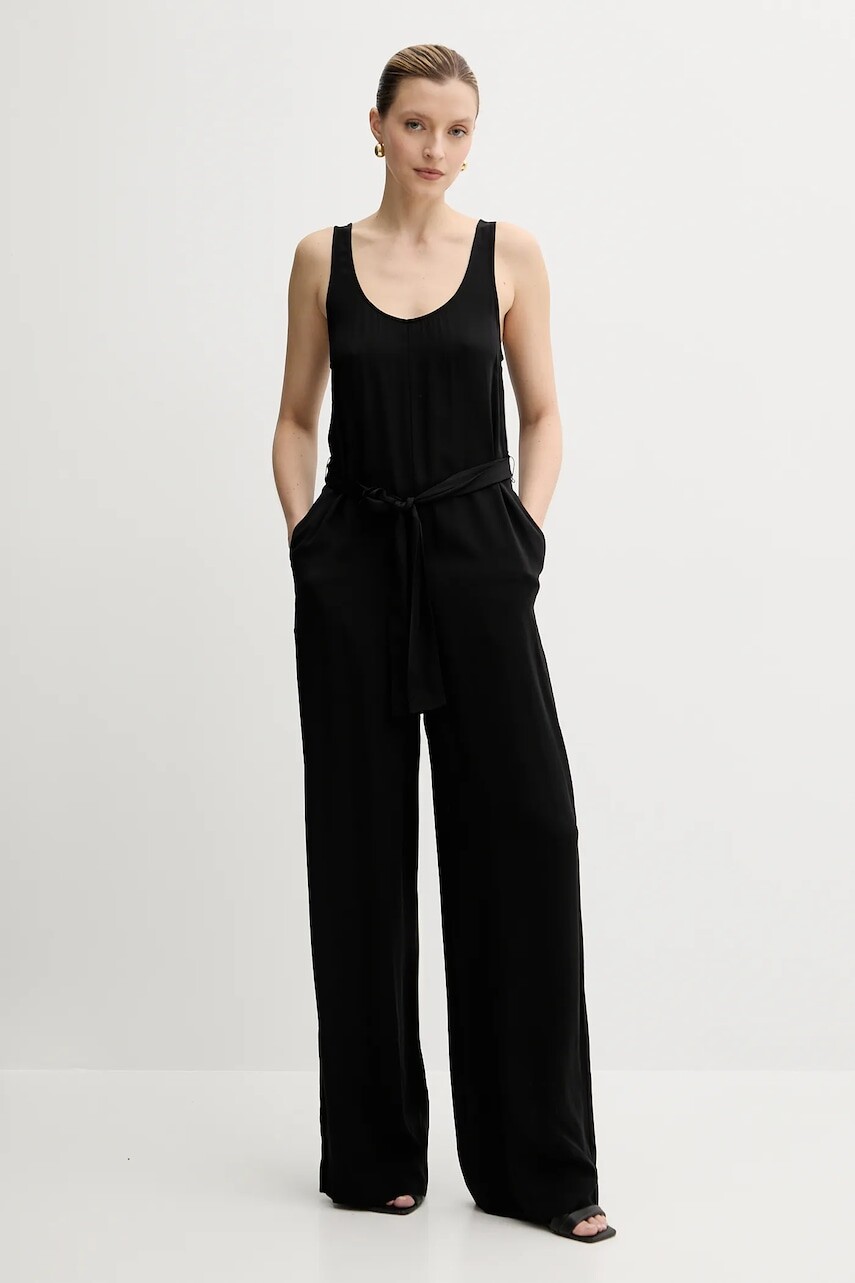 Overal Armani Exchange čierna farba, s okrúhlym výstrihom, XW000210 AF12742
