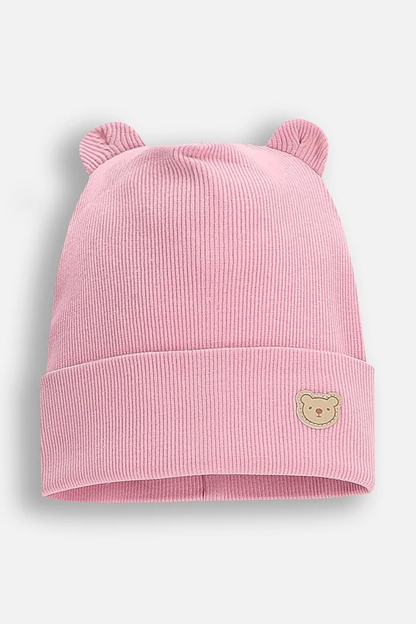 Čiapka Coccodrillo ružová farba biela, z tenkej pleteniny, bavlnené, BASIC ACCESSORIES