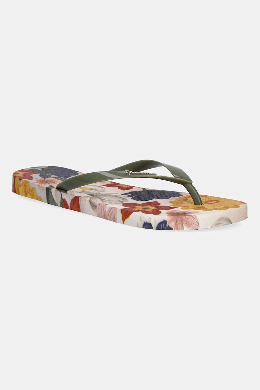Šľapky Ipanema VERAO TROPIC zelená farba, na plochom podpätku, 27197-BB264