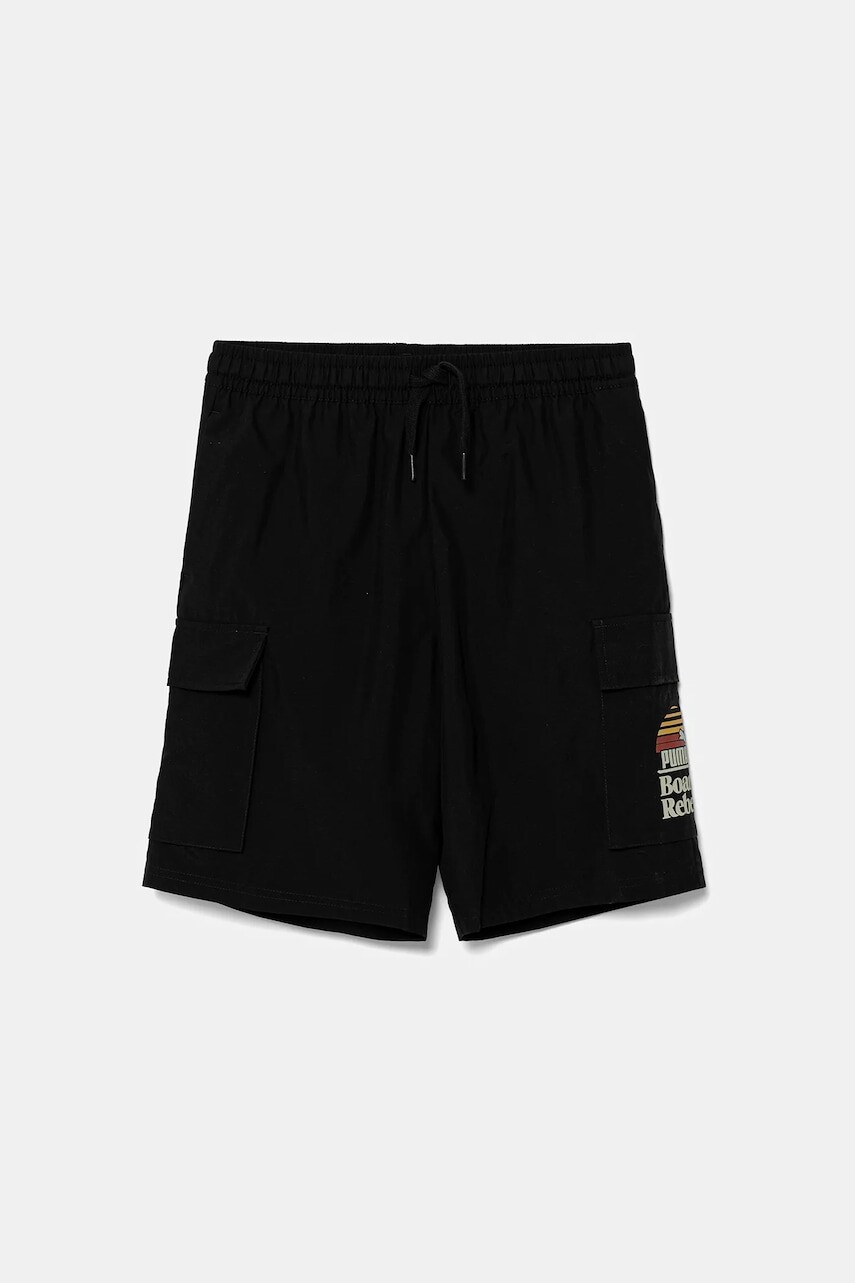Detské krátke nohavice Puma MID90S Cargo Chino Shorts čierna farba, nastaviteľný pás 685154