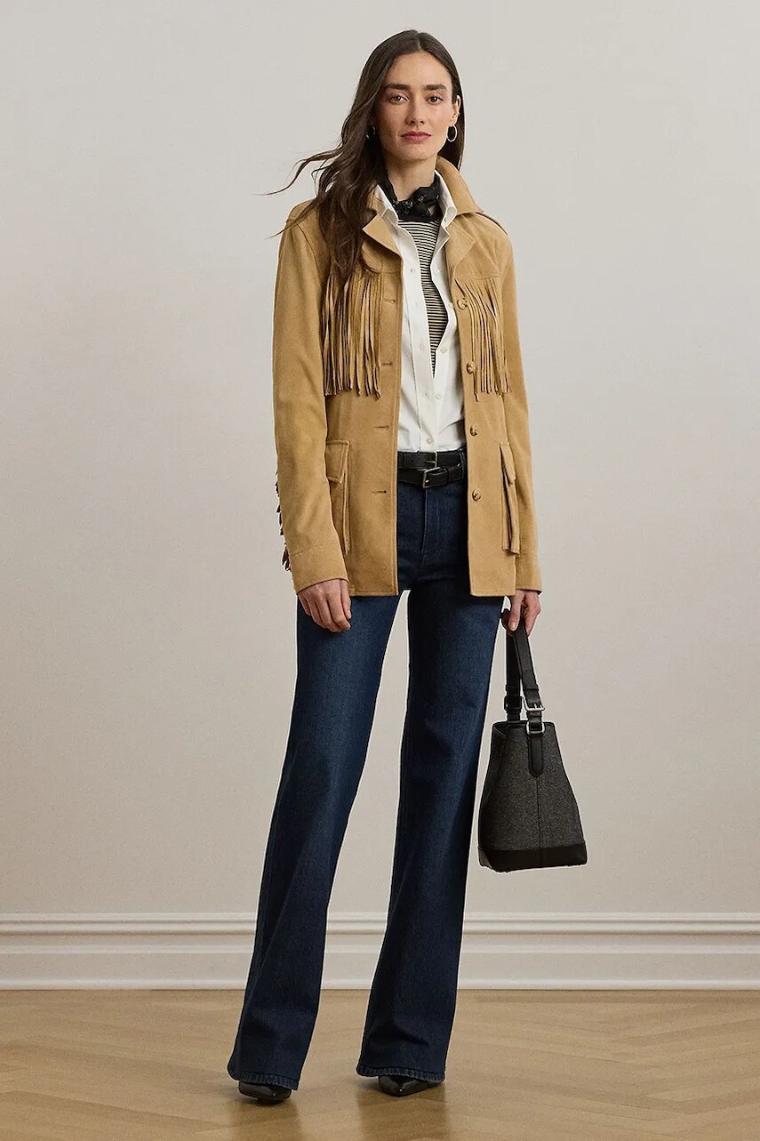 Bavlnené rifle Lauren Ralph Lauren vysoký pás, 200982842