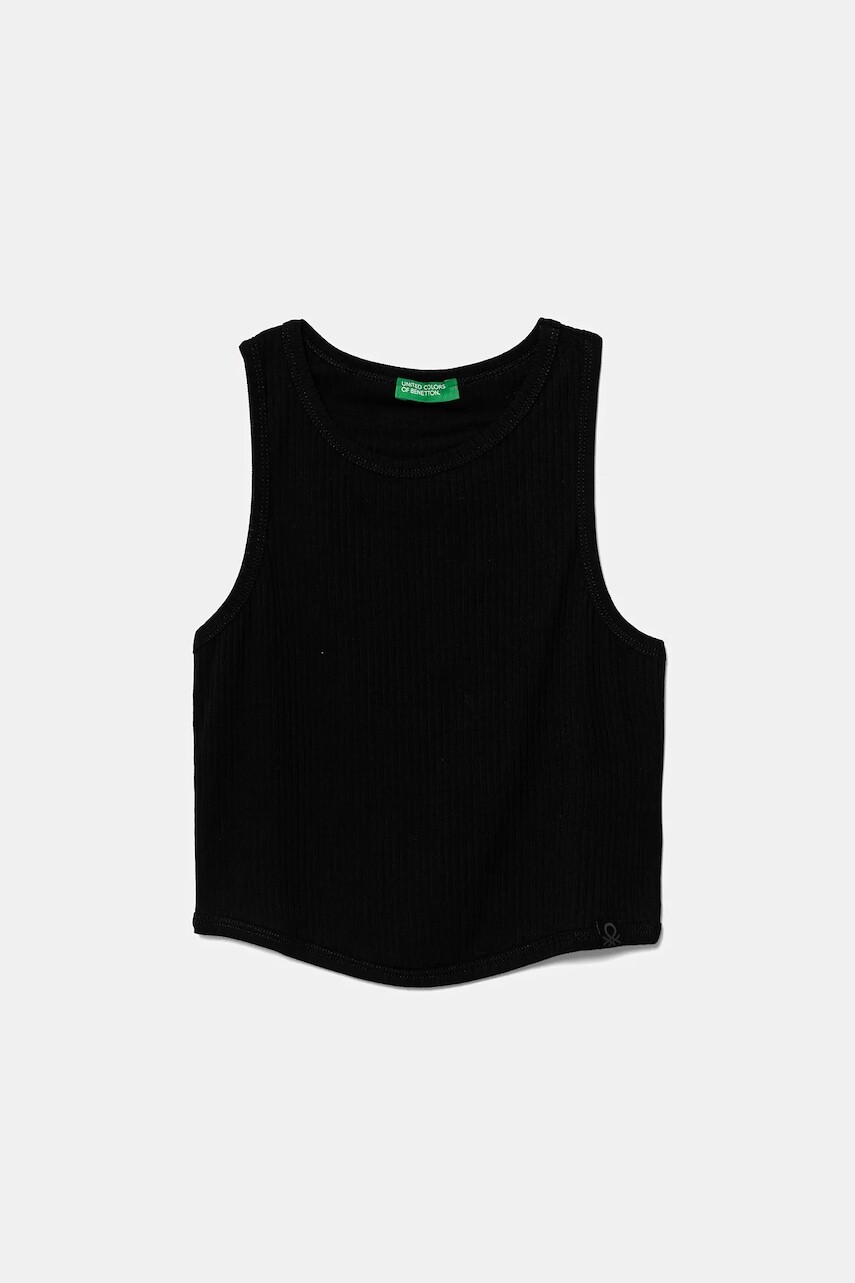 Detský bavlnený top United Colors of Benetton čierna farba, 31H3CH01F