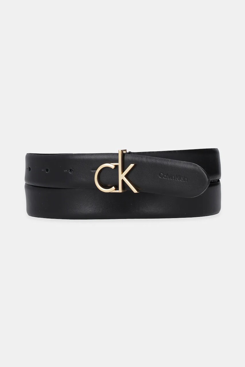 Kožený opasok Calvin Klein čierna farba, LV04F7033G