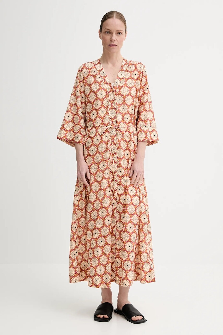 Bavlnené šaty Marc O'Polo hnedá farba, maxi, oversize, 504080921145