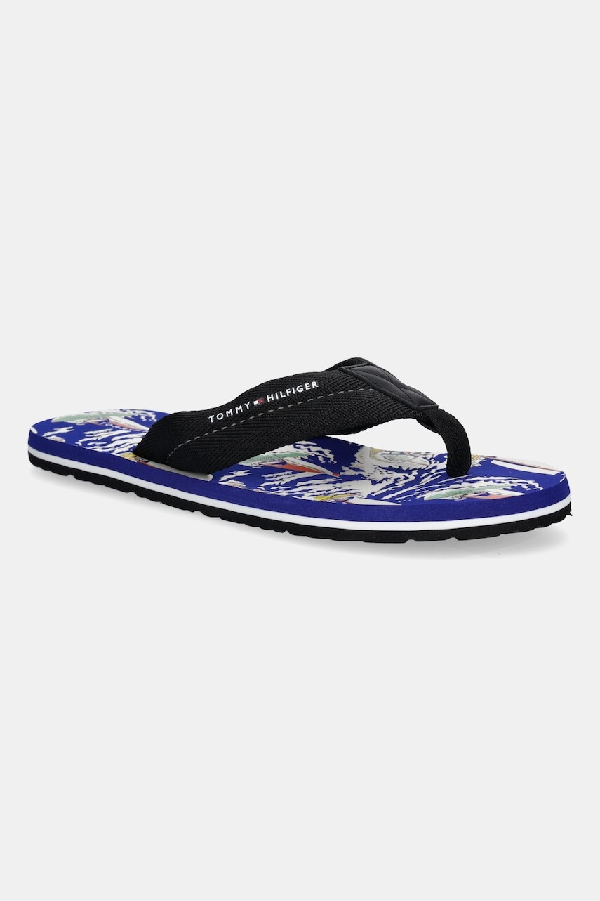 Šľapky Tommy Hilfiger TH SURF PRINT BEACH SANDAL čierna farba, FM0FM05509