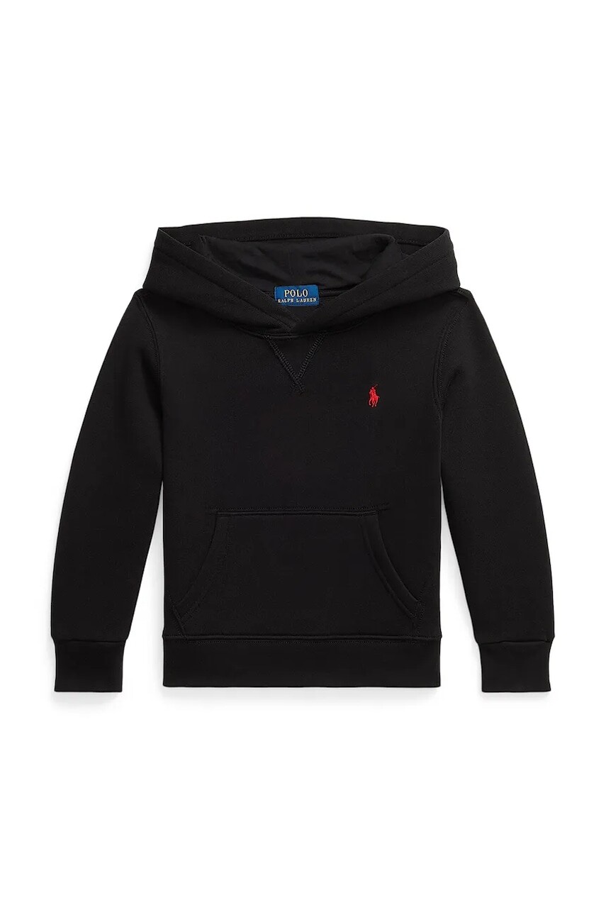Mikina Polo Ralph Lauren čierna farba, s kapucňou, jednofarebná, 322749954058