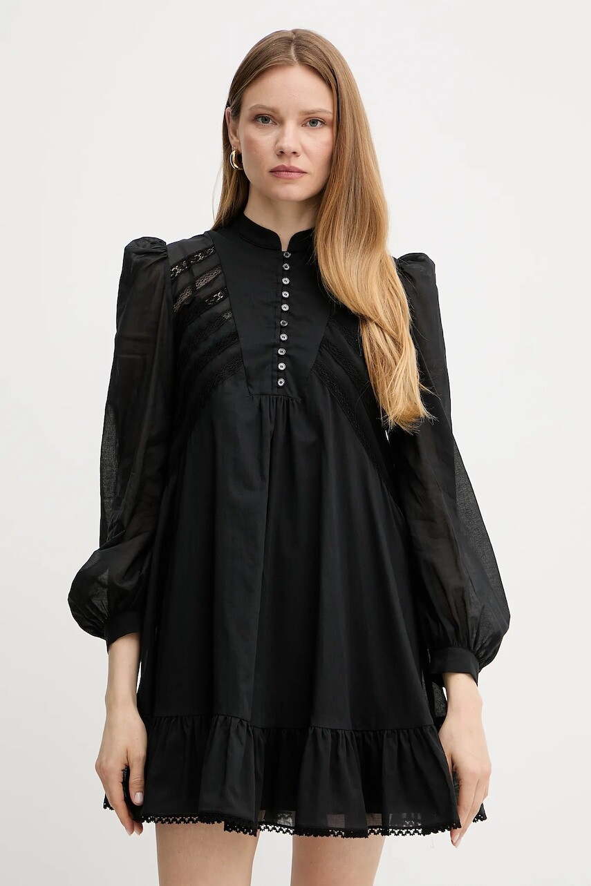 Bavlnené šaty Weekend Max Mara čierna farba, mini, áčkový strih, 2515231023600
