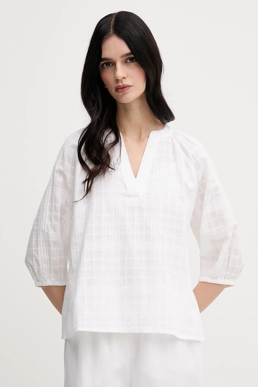 Bavlnená blúzka Barbour Heidi biela farba, jednofarebná, LSH1668WH11