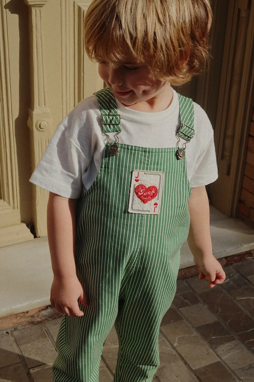 Detské bavlnené nohavice na traky Konges Sløjd RHW X KS JACK OVERALLS GOTS Rosie Huntington Whiteley KS103602