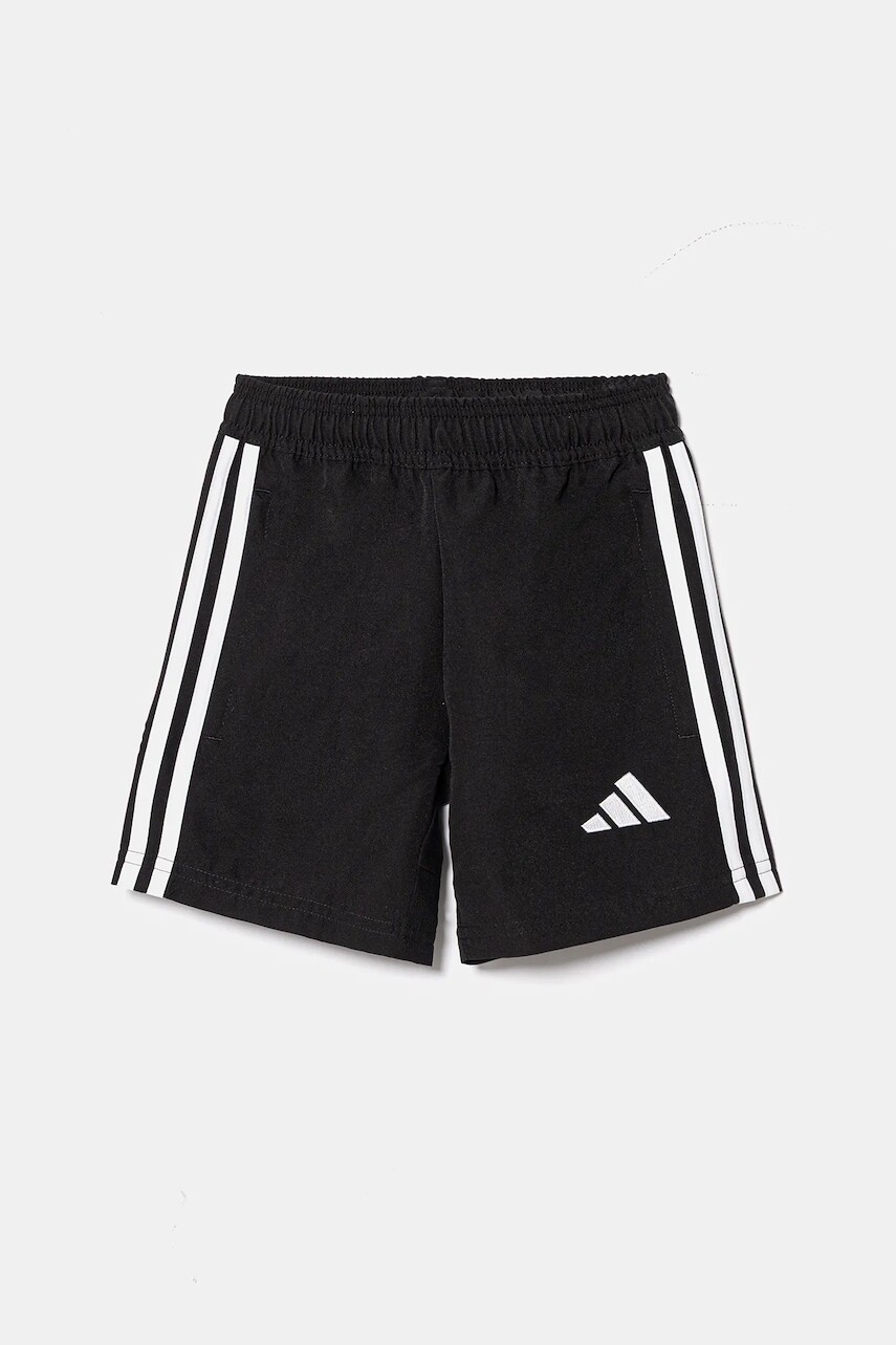 Detské krátke nohavice adidas Performance čierna farba, s nášivkou, nastaviteľný pás JD0641