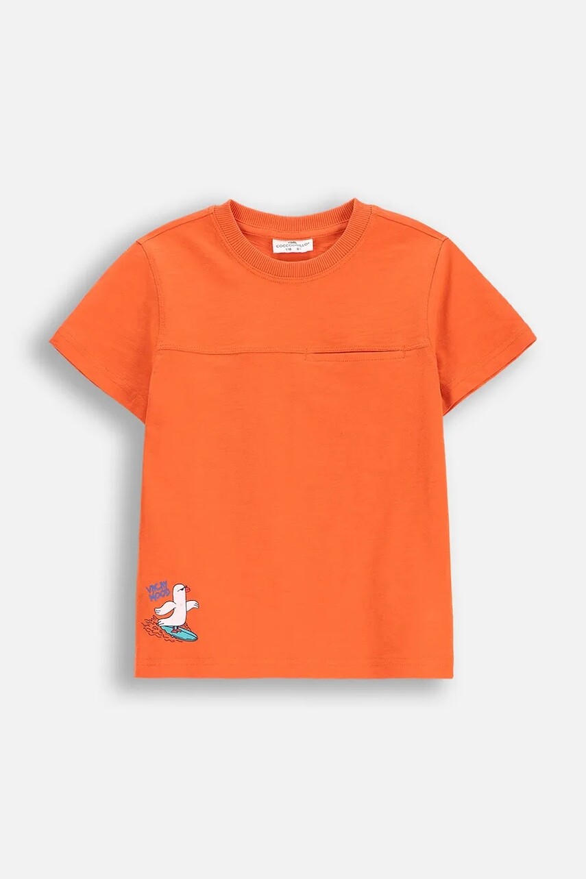 Detské bavlnené tričko Coccodrillo oranžová farba, vzorované, HOLIDAY SPLASH BOY KIDS