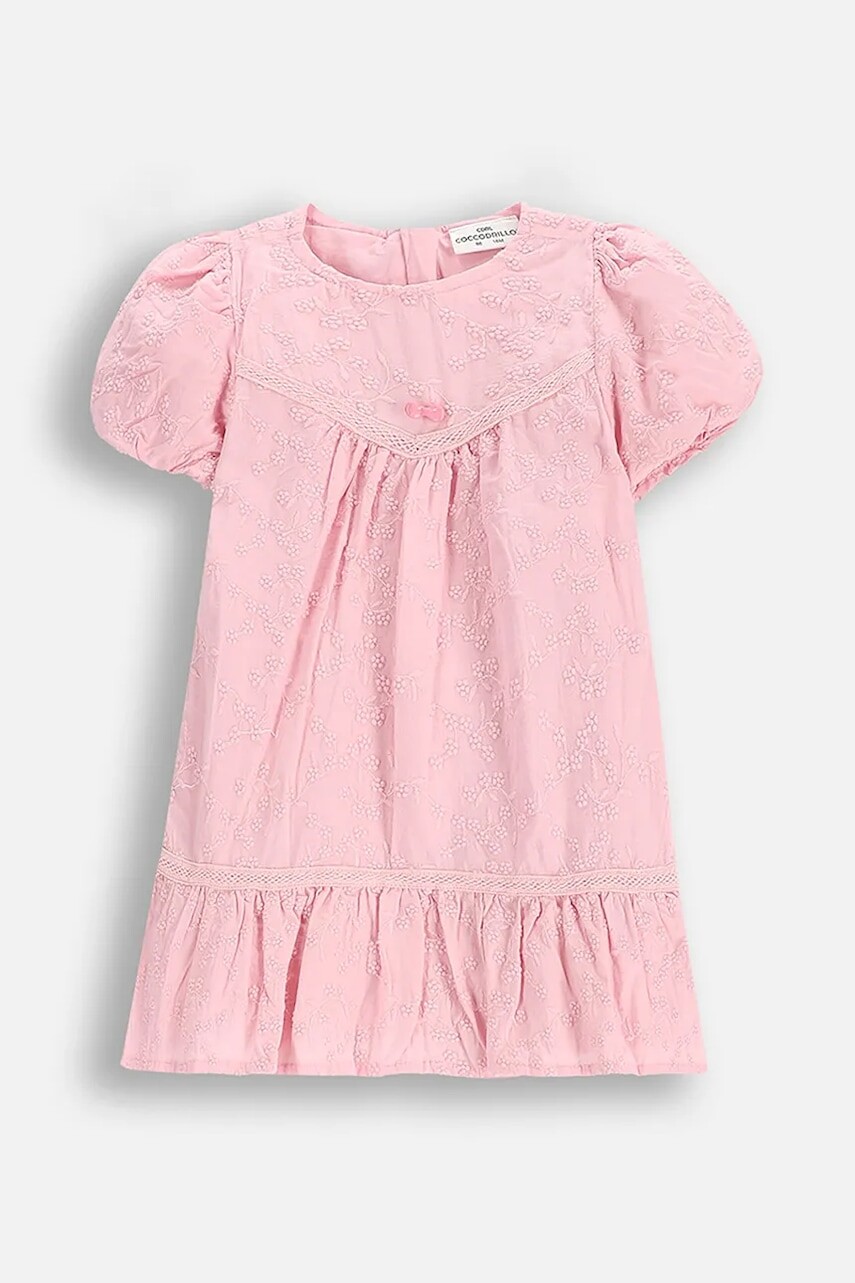 Detské bavlnené šaty Coccodrillo ružová farba, mini, áčkový strih, HOLIDAY SPLASH GIRL NEWBORN