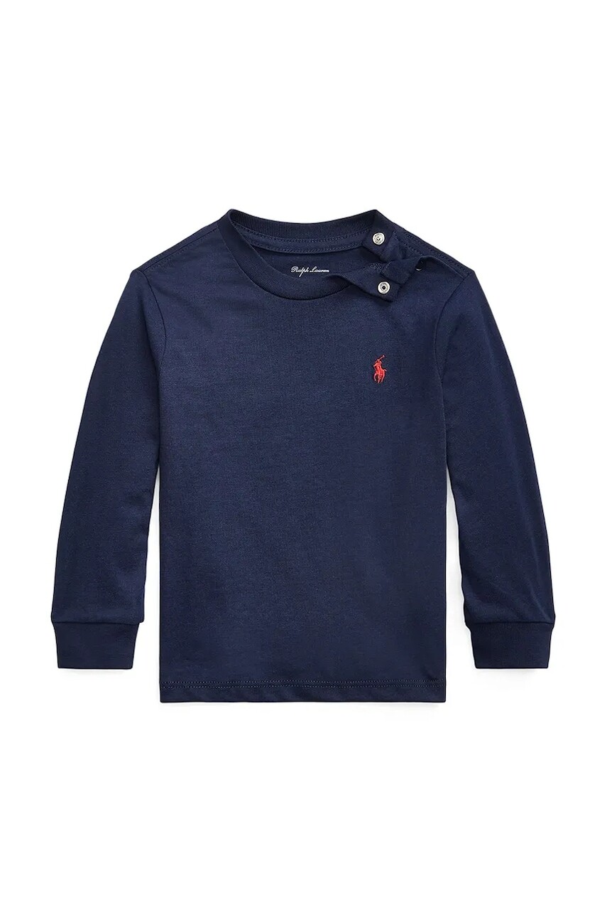 Detská bavlnená košeľa s dlhým rukávom Polo Ralph Lauren tmavomodrá farba, jednofarebná, 320843804002