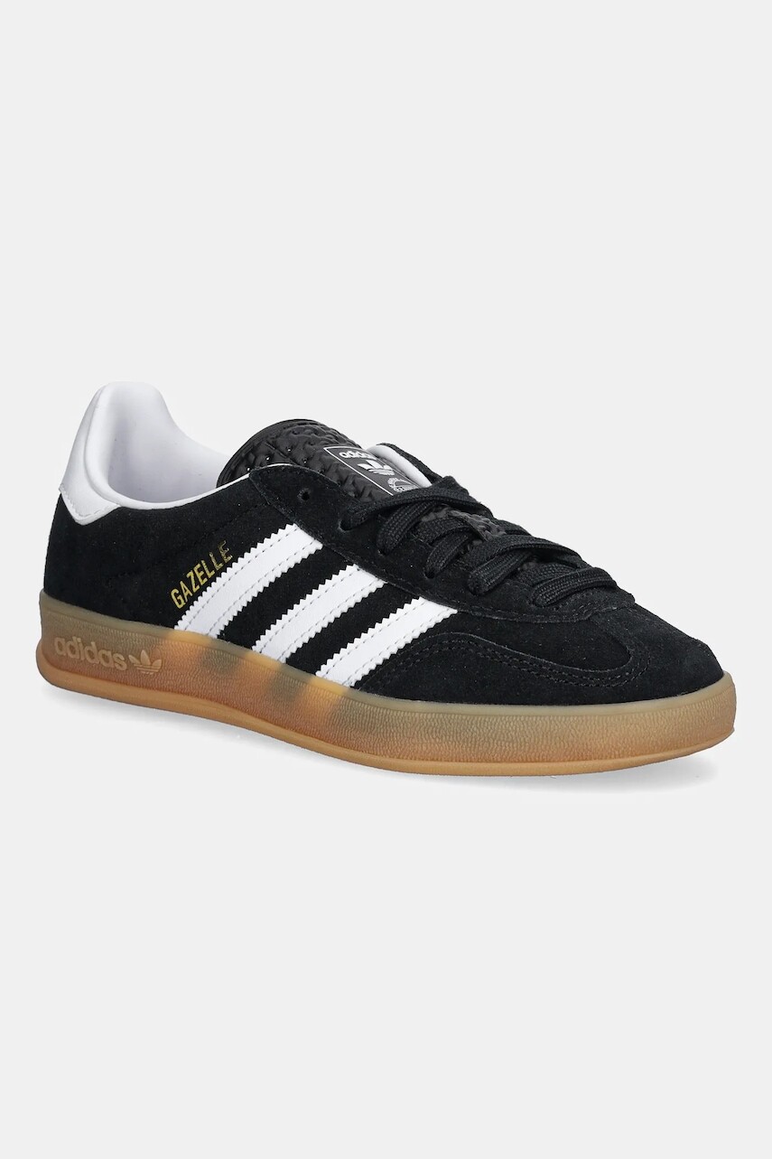 Detské semišové tenisky adidas Originals GAZELLE INDOOR čierna farba, JQ8701
