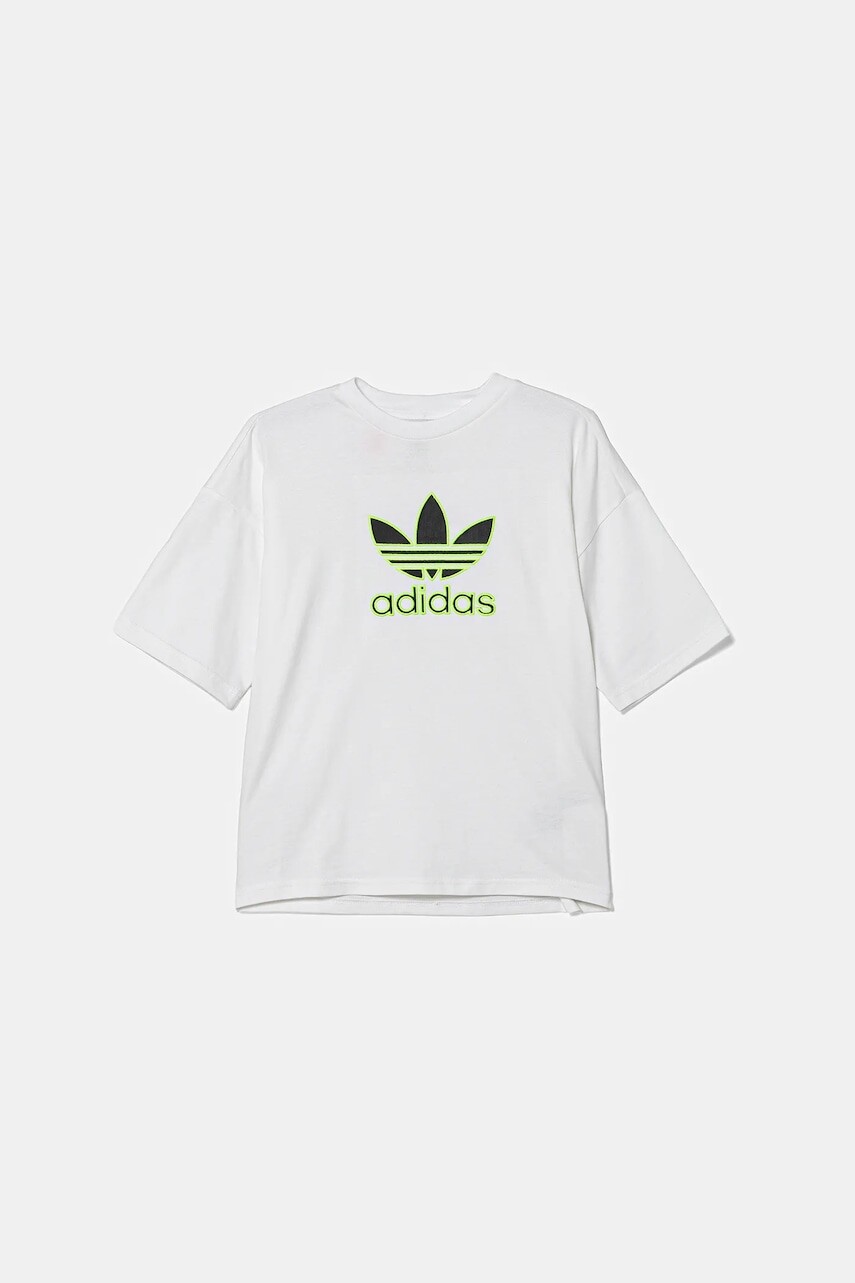 Detské bavlnené tričko adidas Originals biela farba, s nášivkou, JV8555