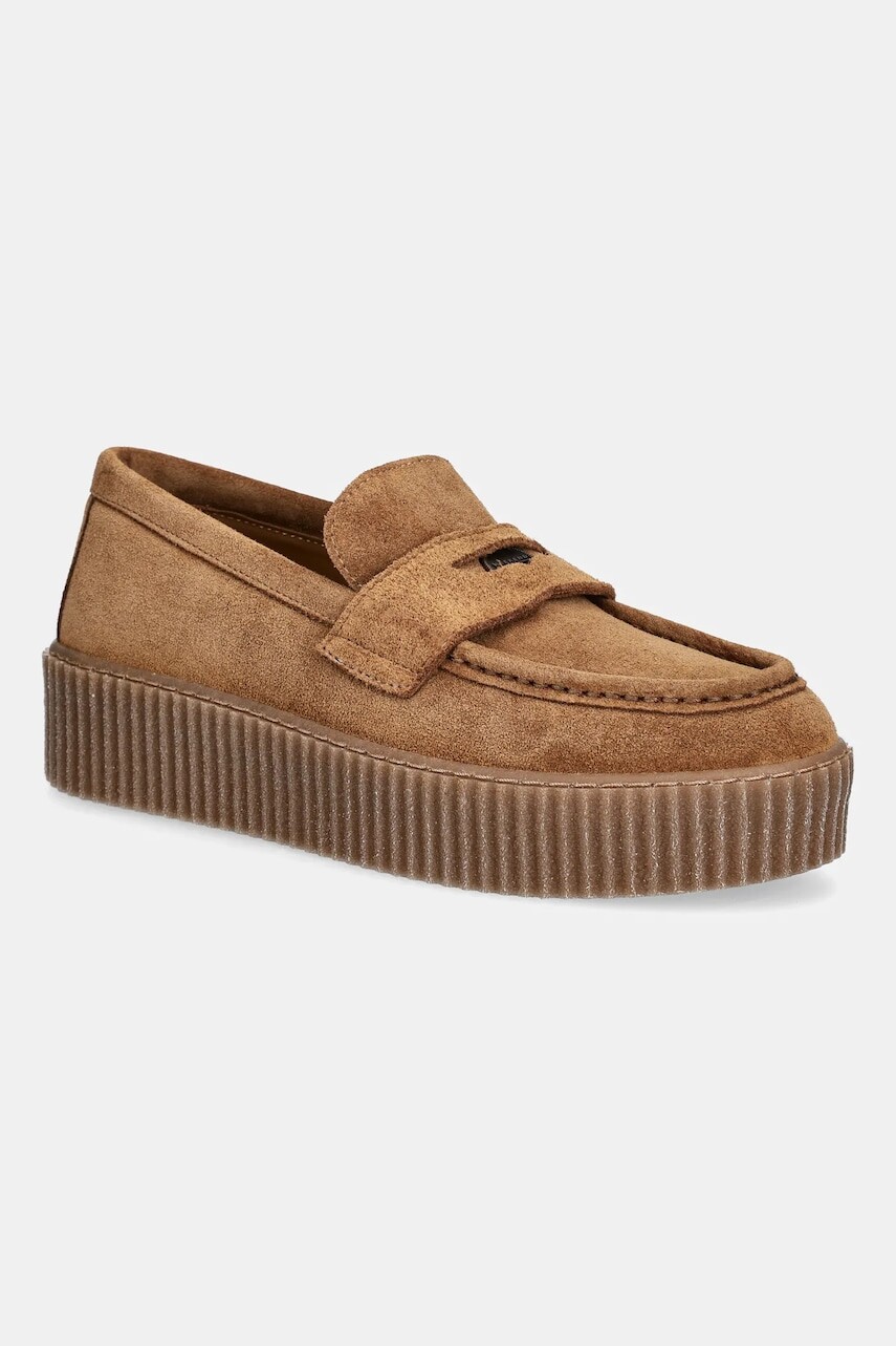 Semišové mokasíny Weekend Max Mara Kapokloafer hnedá farba, na platforme, 2525526054600