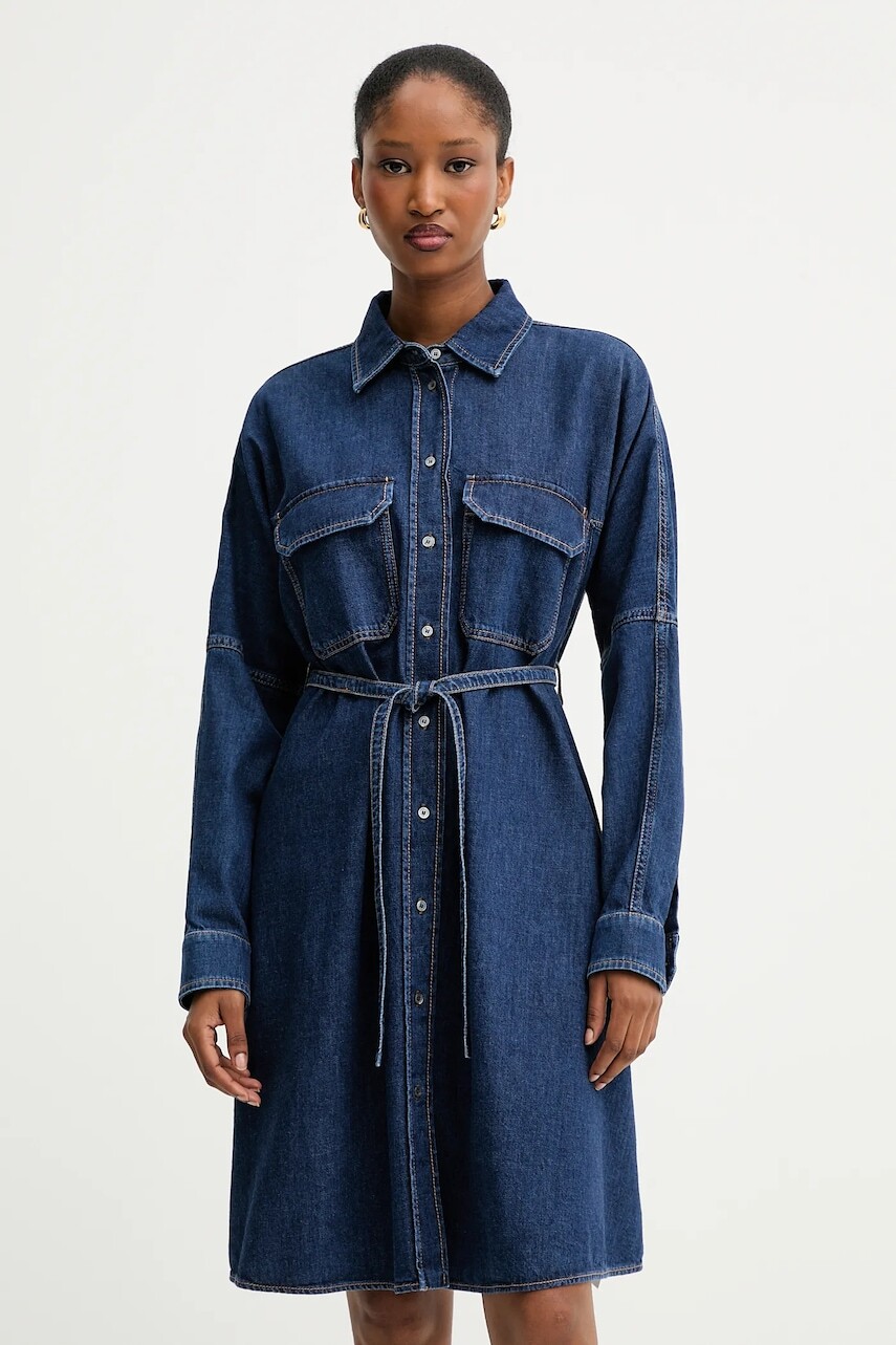 Rifľové šaty Weekend Max Mara BALENIO tmavomodrá farba, mini, áčkový strih, 2525226081600