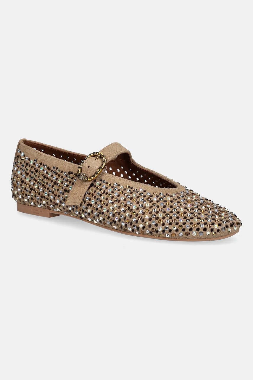 Semišové baleríny Kurt Geiger London Mayfair Ballet Flat zlatá farba, 2656339209