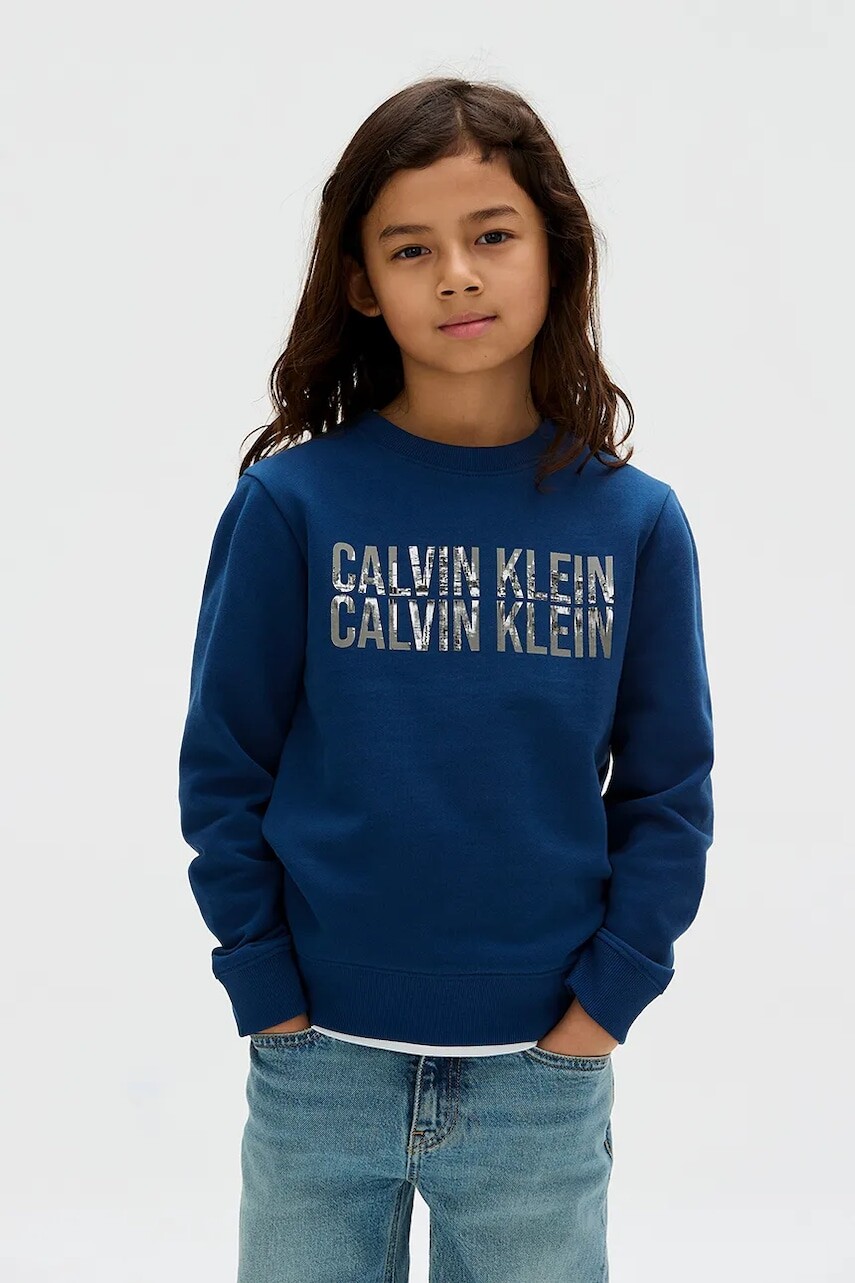 Detská bavlnená mikina Calvin Klein Jeans s potlačou, IB0IB02527