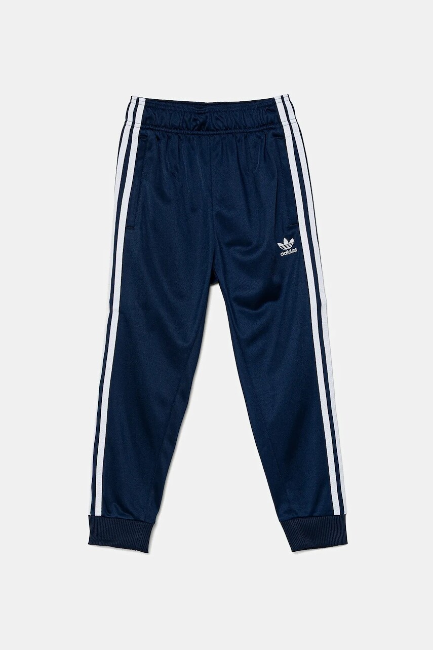 Detské tepláky adidas Originals tmavomodrá farba, s nášivkou, JV8567
