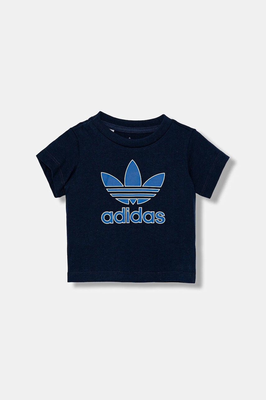 Detské bavlnené tričko adidas Originals tmavomodrá farba, s potlačou, JX9003