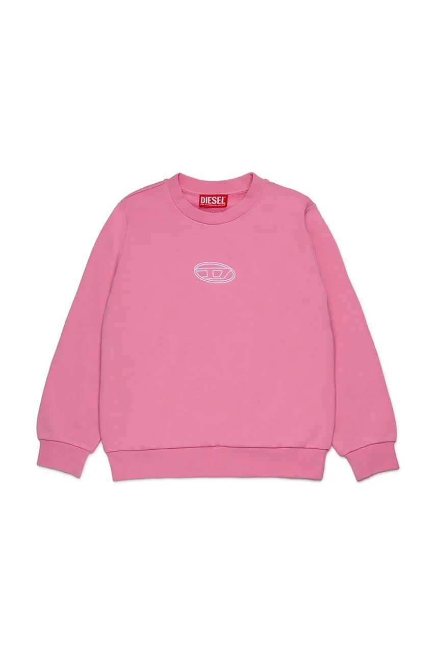 Detská bavlnená mikina Diesel SVALSY SWEAT-SHIRT ružová farba, s nášivkou, J02417