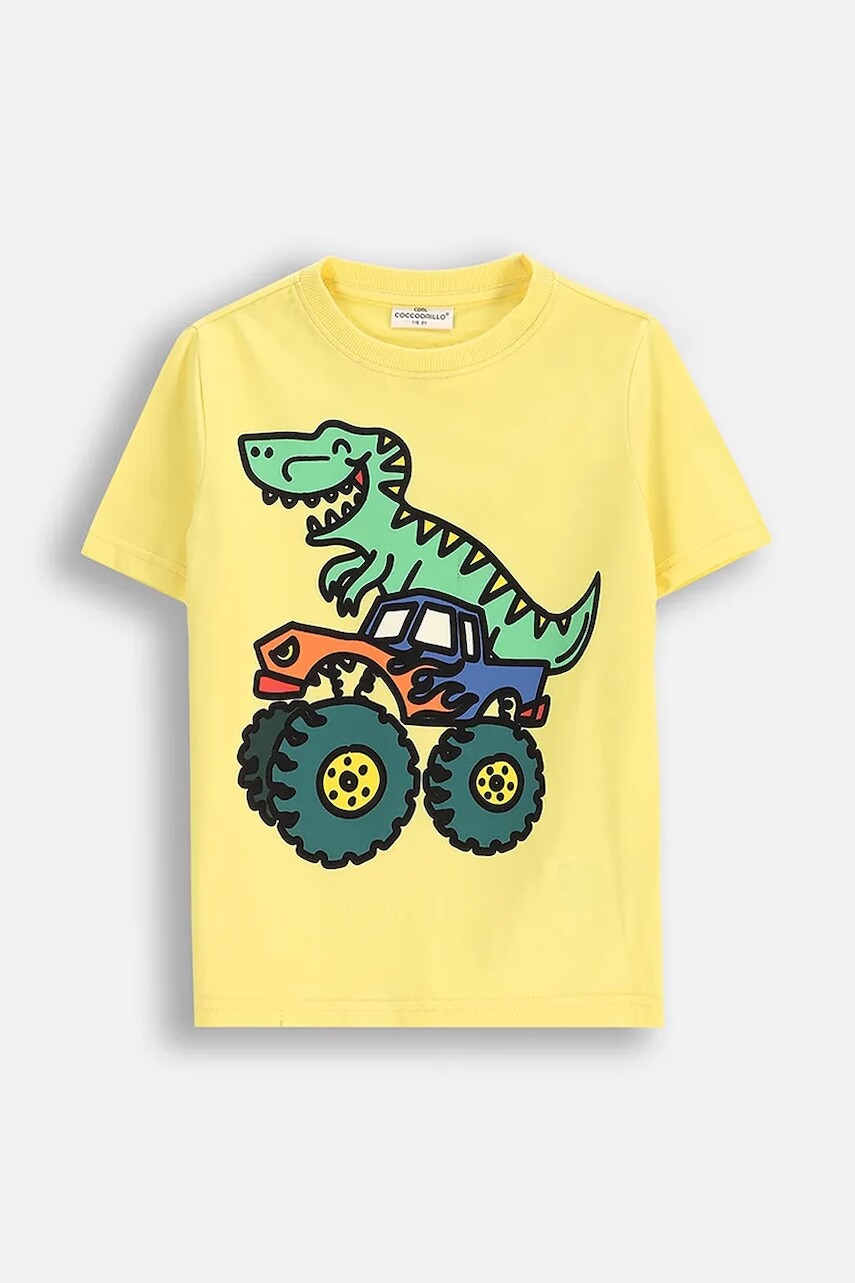 Detské bavlnené tričko Coccodrillo žltá farba, s potlačou, EVERYDAY BOY