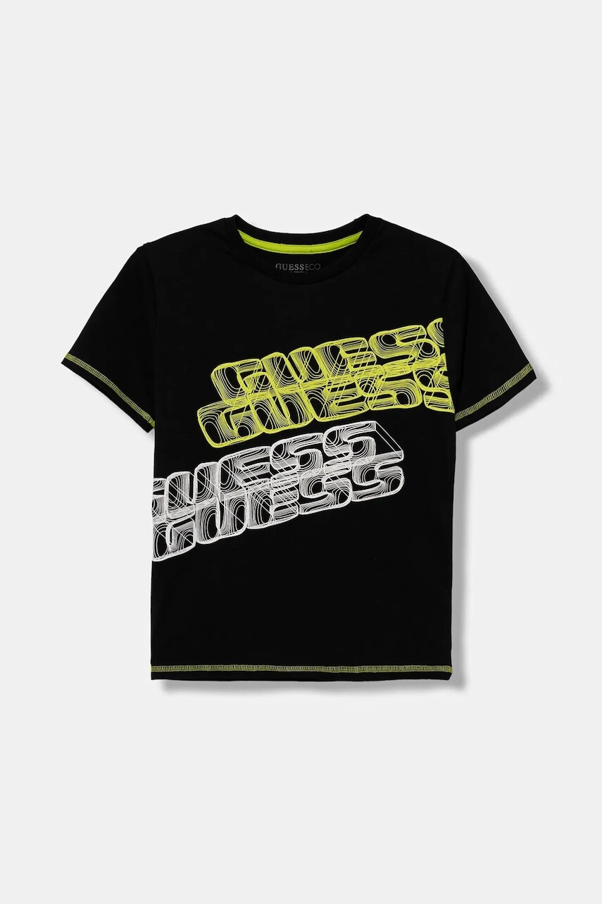 Detské tričko Guess čierna farba, s potlačou, L5YI01 K8HM4