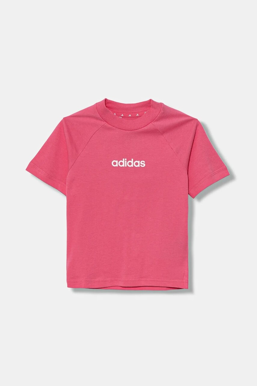 Detské bavlnené tričko adidas ružová farba, s potlačou, JV9969
