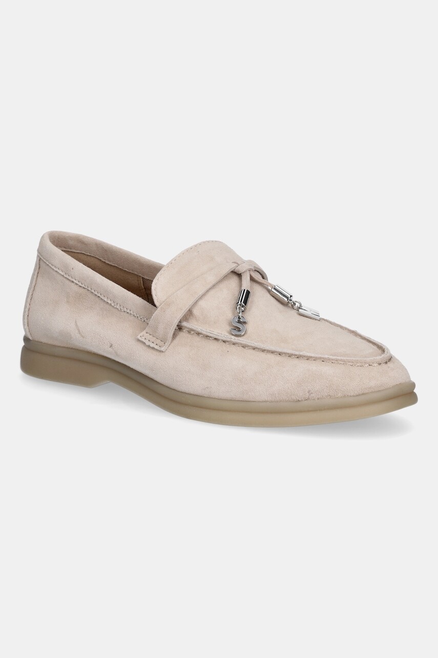 Semišové mokasíny Steve Madden Portland béžová farba, na plochom podpätku, 11003148
