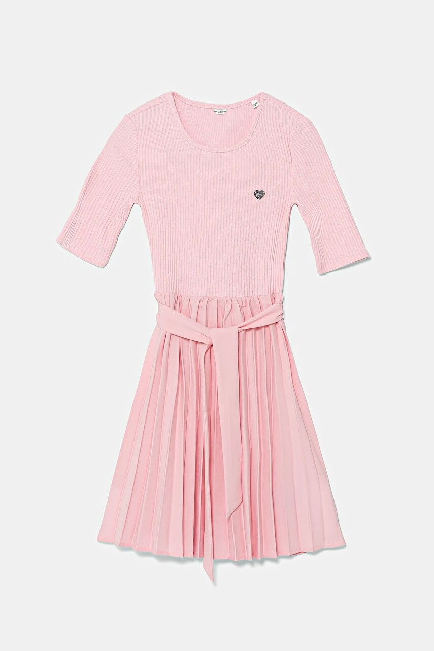 Dievčenské šaty Guess ružová farba, midi, áčkový strih, J5YK23 RC1S0